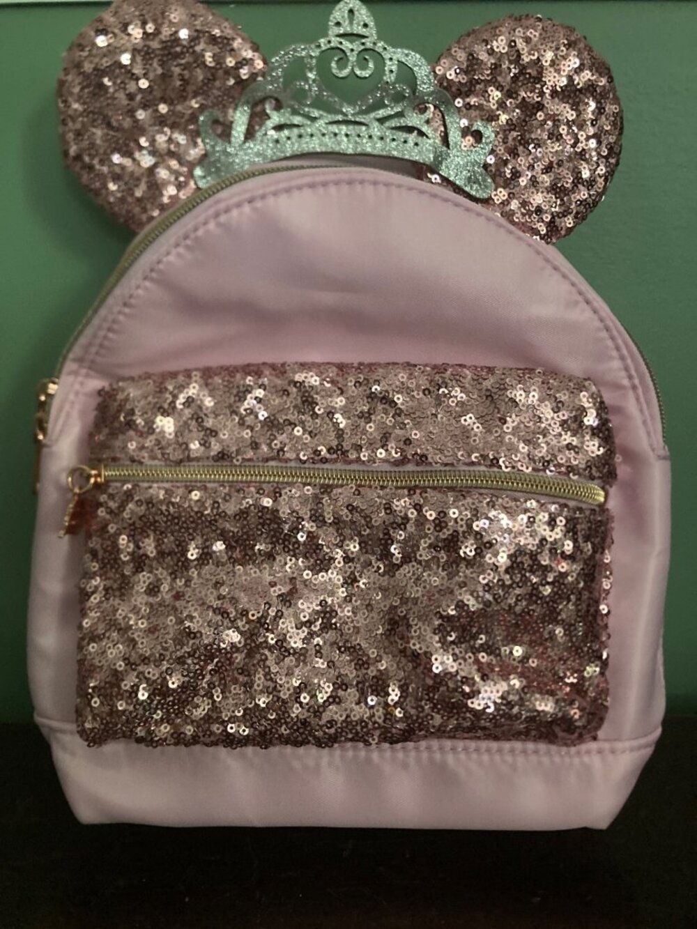 Disney Cruise Line Bibbidi Bobbidi Boutique Pink Sequin Mini Backpack With Crown